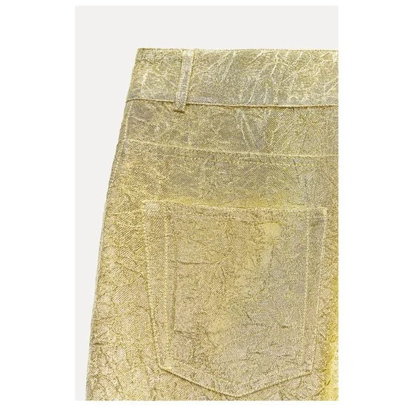 LAST CHANCE Zara Gold Textured Pants - Picture 6 of 12